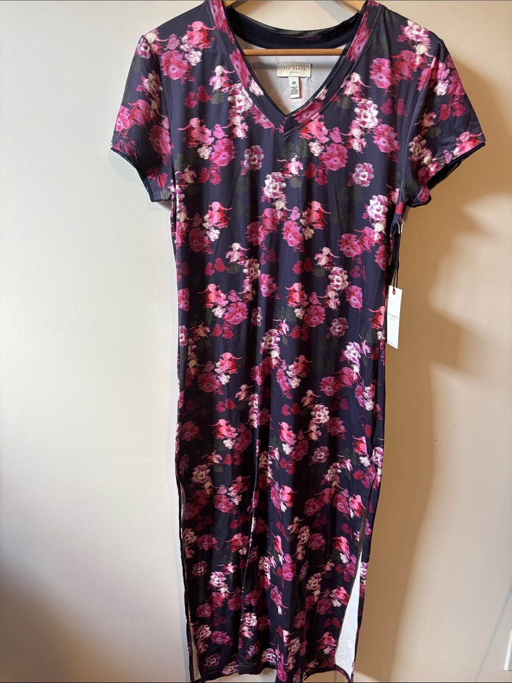 Ted Baker Black Sleep Dress with Pink Floral Print